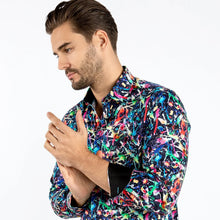 Load image into Gallery viewer, CLAUDIO LUGLI ART ATTACK PAINT SPLASH BLACK PRINT SHIRT CP8042

