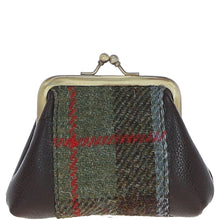Load image into Gallery viewer, Ashwood Leather &amp; Harris Tweed® Cloth Classic Kiss-Lock Purse Brown/Mcload: TW-13-01-BM
