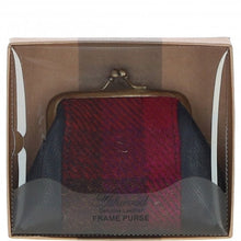 Load image into Gallery viewer, Ashwood Leather &amp; Harris Tweed® Cloth Classic Kiss-Lock Purse Navy/Pink: TW-13-06-NP

