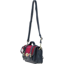 Load image into Gallery viewer, Ashwood Leather &amp; Harris Tweed® Cloth Small Satchel Bag with Twist Lock Navy/Pink: TW-33-06-NP
