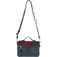 Load image into Gallery viewer, Ashwood Leather &amp; Harris Tweed® Cloth Small Satchel Bag with Twist Lock Navy/Pink: TW-33-06-NP
