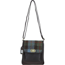Load image into Gallery viewer, Ashwood Leather &amp; Harris Tweed® Cloth Twist Lock Crossbody Bag Brown/Mcload: TW-31-01-BM
