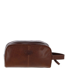 Load image into Gallery viewer, Ashwwod Men&#39;s Dual Zip Leather Washbag (Chestnut Tan T-78)
