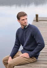 Load image into Gallery viewer, Backley Blue Nep Rib Lambswool Crew Neck Jumper (4654B)
