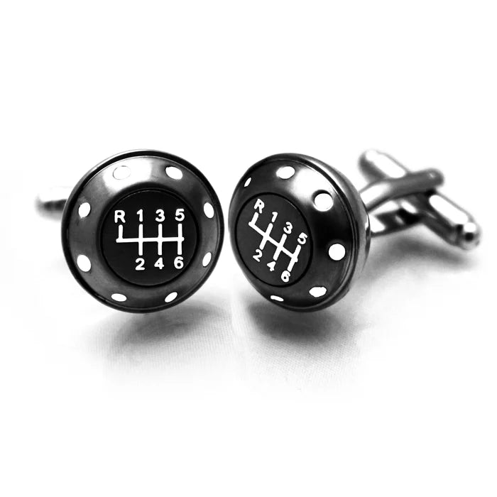 Gun Metal Gear Knob Cufflinks