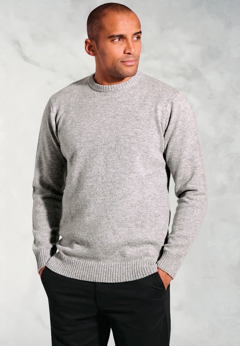 Clark Silver Grey Lambswool Crew Neck Jumper (4650C)