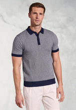 Load image into Gallery viewer, Cruise Navy Geometric Knit Cotton Polo Shirt

