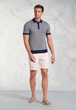 Load image into Gallery viewer, Cruise Navy Geometric Knit Cotton Polo Shirt
