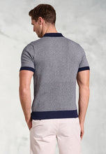 Load image into Gallery viewer, Cruise Navy Geometric Knit Cotton Polo Shirt
