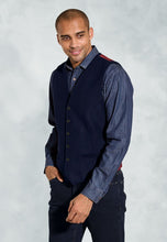 Load image into Gallery viewer, Dettori Navy Wool Blend Waistcoat
