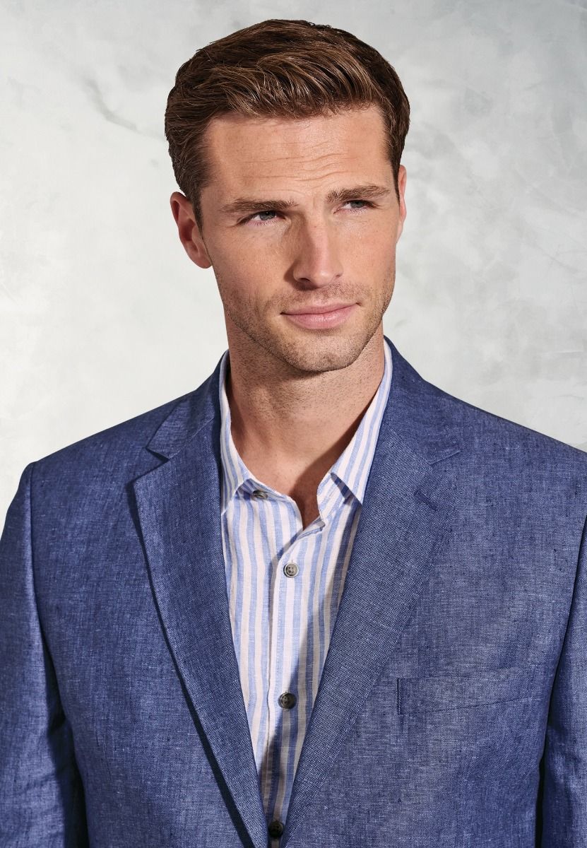 Tailored Fit Eastwood Blue Pure Linen Jacket
