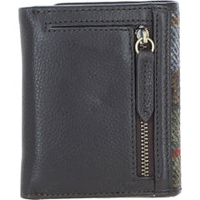 Load image into Gallery viewer, Elegant Ashwood Leather &amp; Harris Tweed® Cloth Trifold Twist-Lock Purse Brown/Mcload: TW-10-01-BM
