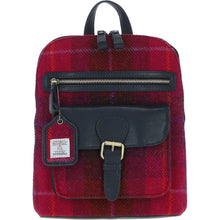 Load image into Gallery viewer, Exquisite Ashwood Leather &amp; Harris Tweed® Cloth Backpack Navy/Pink: TW-25-06-NP
