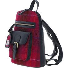 Load image into Gallery viewer, Exquisite Ashwood Leather &amp; Harris Tweed® Cloth Backpack Navy/Pink: TW-25-06-NP
