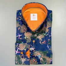 Load image into Gallery viewer, CLAUDIO LUGLI FLIGHT MAP SATIN COTTON PRINTED SHIRT
