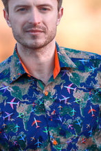 Load image into Gallery viewer, CLAUDIO LUGLI FLIGHT MAP SATIN COTTON PRINTED SHIRT

