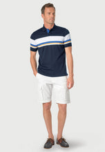 Load image into Gallery viewer, Kriek Pure Cotton Jersey Navy Stripe Polo Shirt
