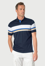 Load image into Gallery viewer, Kriek Pure Cotton Jersey Navy Stripe Polo Shirt
