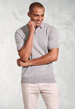 Load image into Gallery viewer, Lancaster Grey Knitted Pure Cotton Polo Shirt
