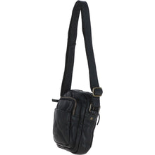 Load image into Gallery viewer, Leather Vintage Small Flight Shoulder Bag Black : FIN
