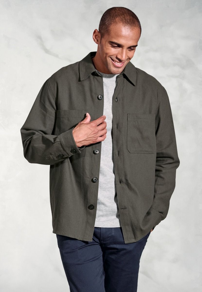 Ledger Khaki Cotton Linen Overshirt