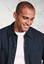 Load image into Gallery viewer, Ledger Navy Cotton Linen Overshirt
