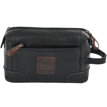Load image into Gallery viewer, MENS Leather Wash Bag Black/mud : 4557
