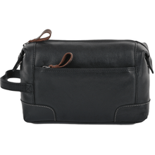Load image into Gallery viewer, MENS Leather Wash Bag Black/mud : 4557
