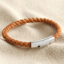 Load image into Gallery viewer, Men's Rustic Braided Leather Bracelet in Brown
