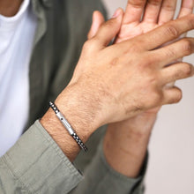 Load image into Gallery viewer, MEN'S STAINLESS STEEL SILVER AND BLACK BALL CHAIN BRACELET
