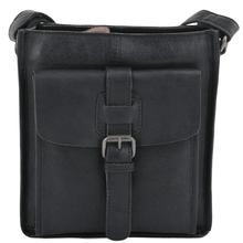 Load image into Gallery viewer, Mens Three Pocket Luxury Small Leather Flight Bag Black : 4551
