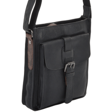Load image into Gallery viewer, Mens Three Pocket Luxury Small Leather Flight Bag Black : 4551
