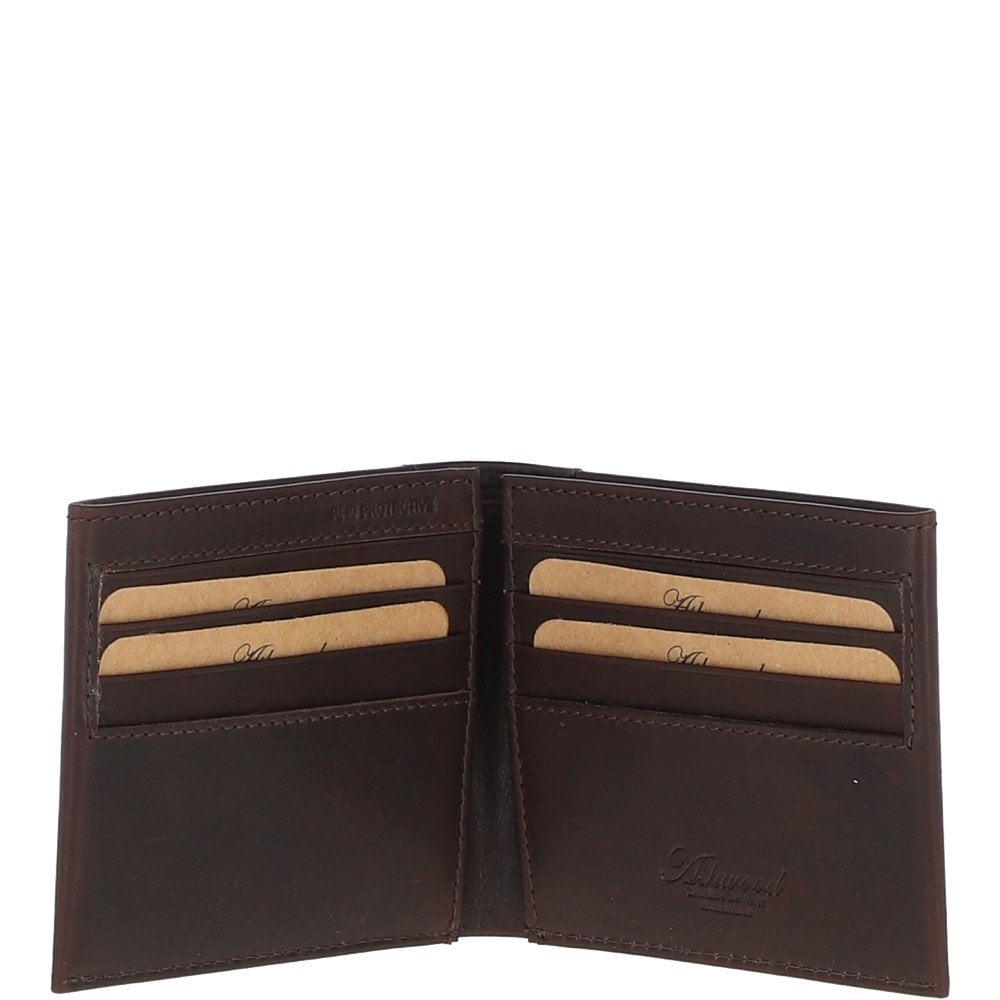 Men's Waxy Leather RFID Classic 6 Card Billfold Wallet Brown: W-81