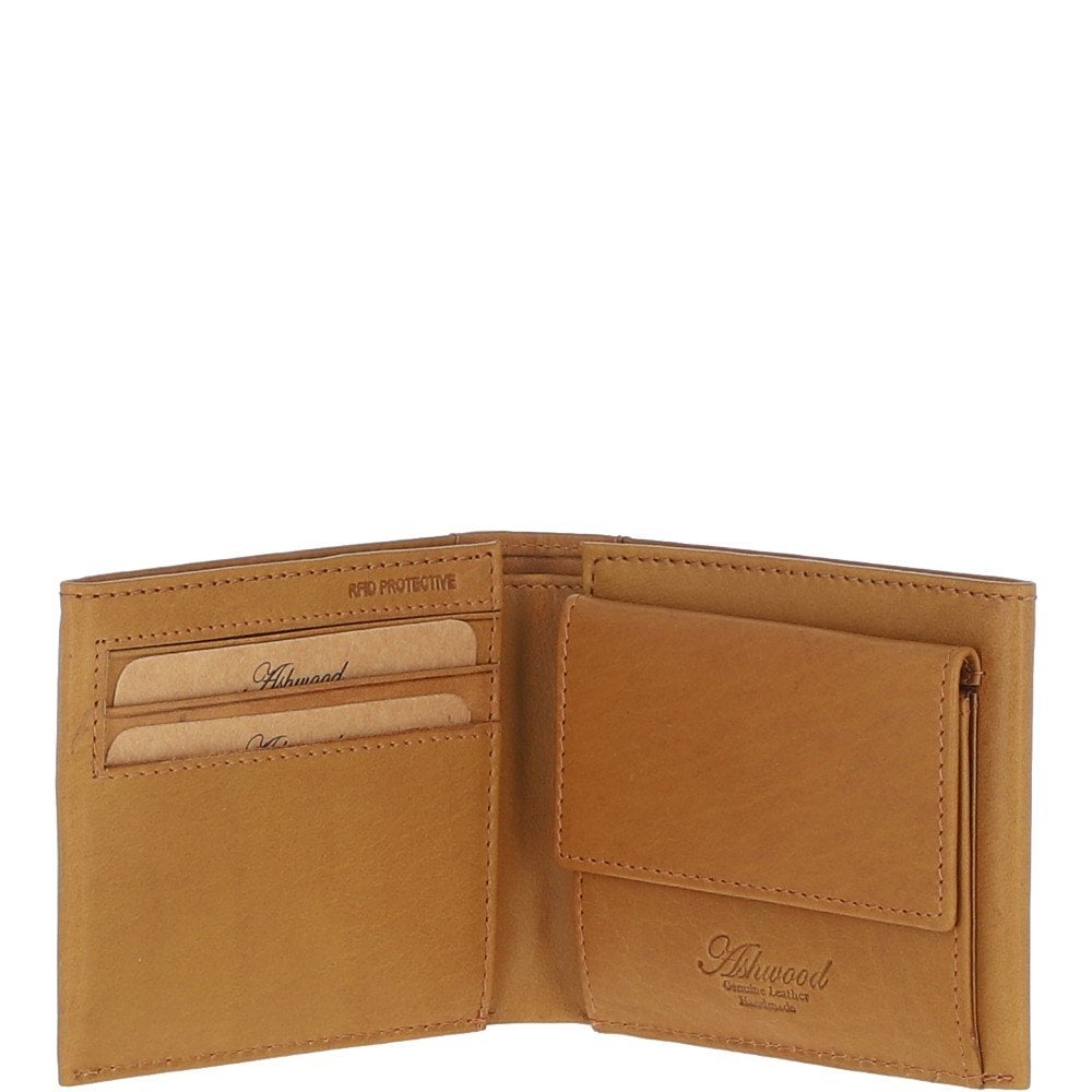 Men's Waxy Leather RFID Wallet Tan: W-82