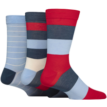 Load image into Gallery viewer, MENS 3PR SOCKSHOP Striped Bamboo Gentle Socks
