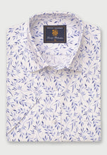 Load image into Gallery viewer, Regular Fit Printed Leaf Cotton Slub Short Sleeve Shirt (4574C)
