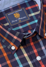 Load image into Gallery viewer, Regular Fit Navy Check &#39;Portofino&#39; Short Sleeve Shirt
