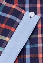 Load image into Gallery viewer, Regular Fit Navy Check &#39;Portofino&#39; Short Sleeve Shirt
