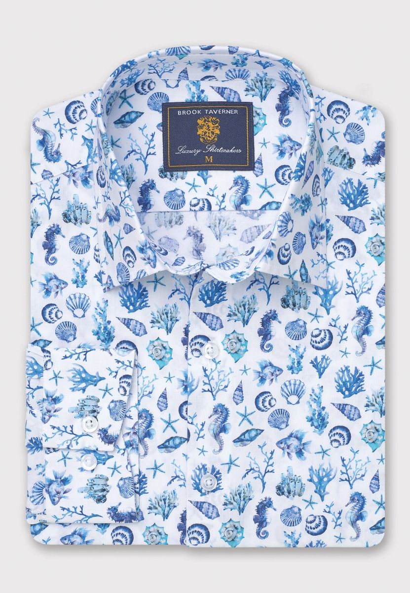 Regular Fit Sealife Print Cotton Shirt (4630B)