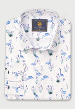 Load image into Gallery viewer, Regular Fit White Flamingo Print Cotton Shirt
