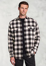 Load image into Gallery viewer, Regular Fit Ecru Herringbone Check Brushed Cotton Shirt
