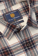 Load image into Gallery viewer, Regular Fit Ecru Herringbone Check Brushed Cotton Shirt
