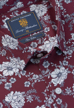 Load image into Gallery viewer, Regular Fit Burgundy Large Floral Print Cotton Shirt
