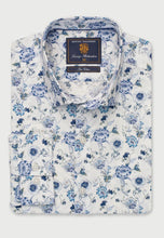 Load image into Gallery viewer, Regular Fit White Ornate Floral Print Cotton Shirt
