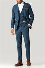 Load image into Gallery viewer, Marc Darcy Dion Blue Herringbone Check Slim Fit Suit
