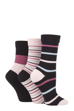 Load image into Gallery viewer, LADIES 3PR Striped Bamboo Gentle Socks
