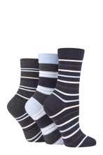 Load image into Gallery viewer, LADIES 3PR Striped Bamboo Gentle Socks
