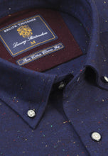 Load image into Gallery viewer, Navy with Multi-Coloured Nep Brushed Cotton Donegal Twill Shirt (4105A)
