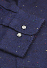 Load image into Gallery viewer, Navy with Multi-Coloured Nep Brushed Cotton Donegal Twill Shirt (4105A)
