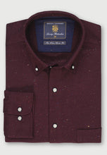 Load image into Gallery viewer, Wine with Multi-Coloured Nep Brushed Cotton Donegal Twill Shirt (4105B)
